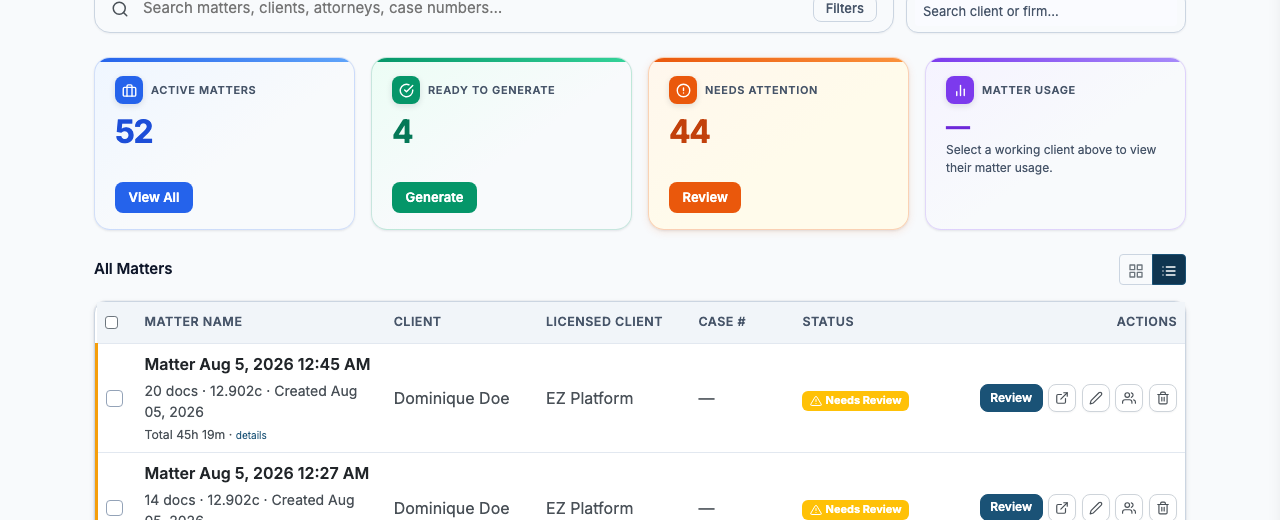 PulseExtract checklist showing outstanding financial documents